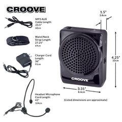 Croove Rechargeable Voice Amplifier, with Waist/Neck Band & Belt Clip, 20 Watts. Very Comfortable Headset