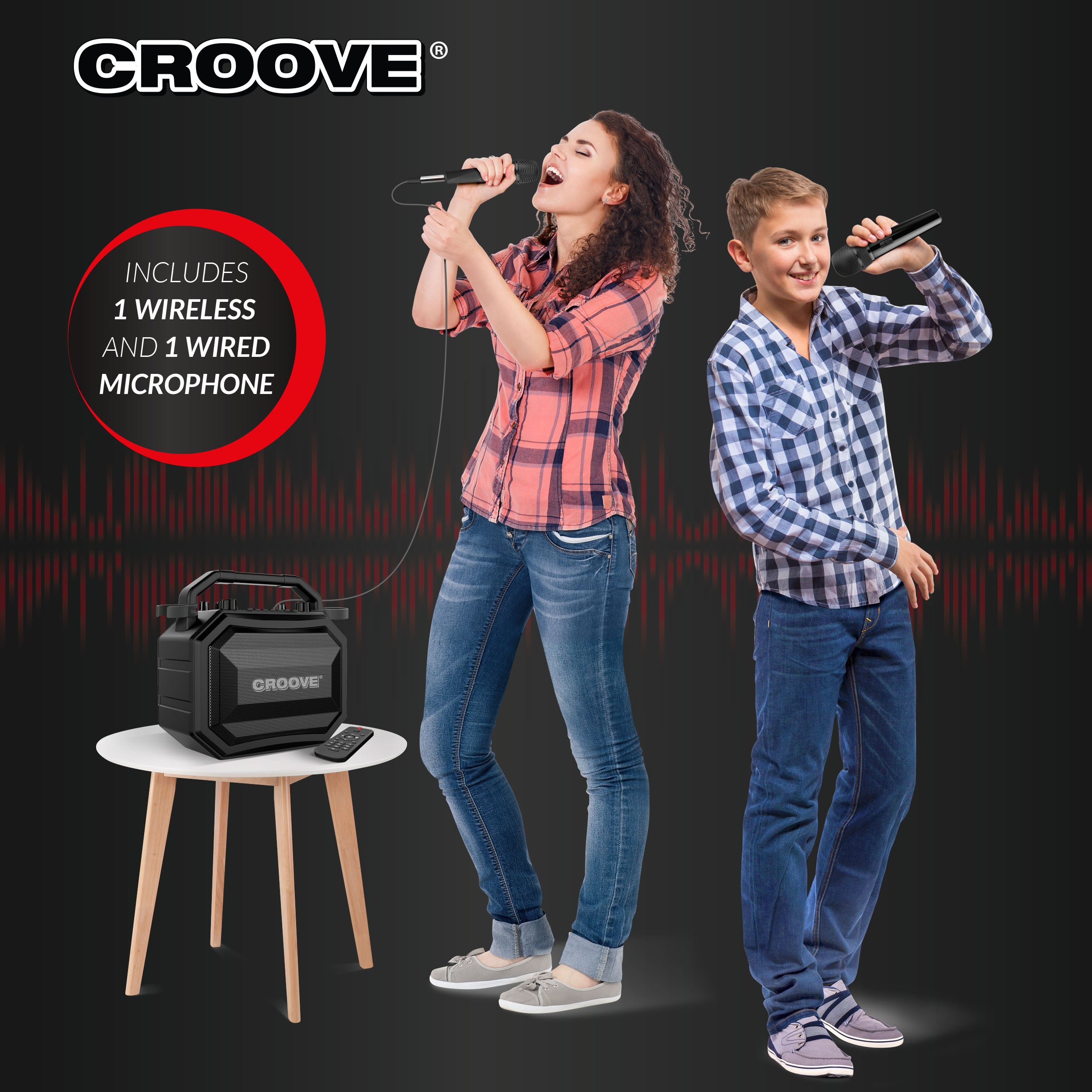 Croove Karaoke Machine for Kids | Karoke Set with 2 Microphones |  Bluetooth/AUX/USB Connectivity | Pink Kareoke Machine for Girls | Portable  Singing