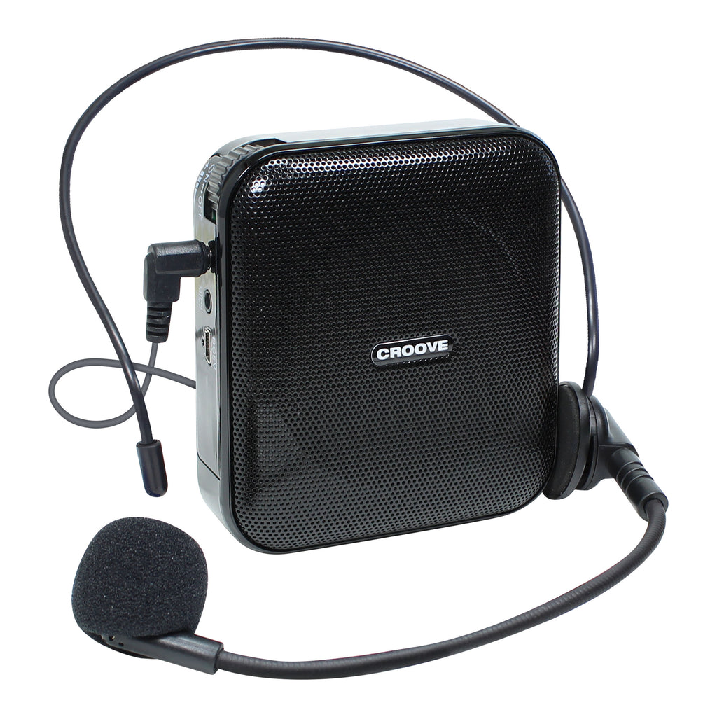 Croove Voice Amplifier: Portable Rechargeable Microphone with Headset & Belt Clip - Ideal for Classroom Teachers & Tour Guides