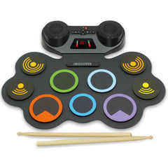 Croove Electronic Drum Set | 9 Drum Pads & 2 Pedals | Rechargeable Kids Drum Set | Headphone Jack Makes It A Great Drum Set For Kids | Wooden Drum Sticks