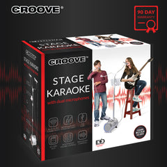 Croove Karaoke Machine for Adults and Kids with 2 Microphones, Streams Music via AUX, USB, SD Card Slot or Bluetooth